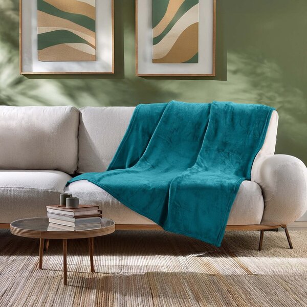 Modra odeja iz mikroflanele 125x150 cm Flanou – douceur d'intérieur