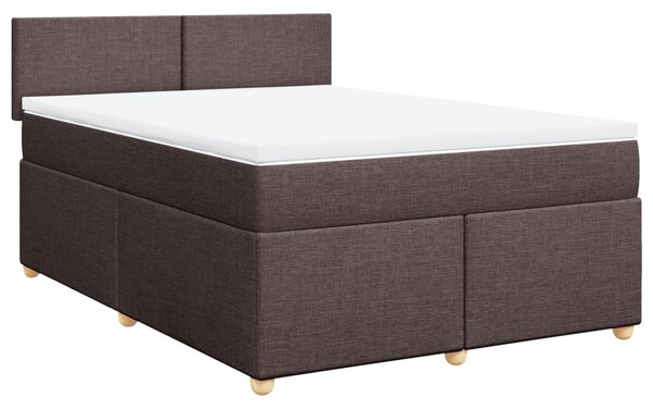 VidaXL Box spring postelja z vzmetnico temno rjava 160x200 cm blago