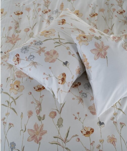 Bela enojna posteljnina iz bombažnega satena 140x200 cm Ivory Garden Floral – Mila Home Luxury