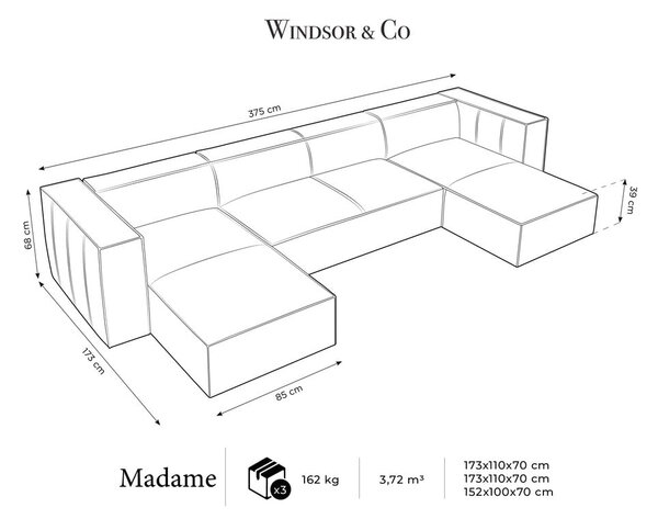 Temno zelena kotna zofa (v obliki črke U) Madame - Windsor & Co Sofas