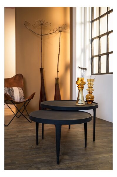 Črne okrogle mizice v kompletu 2 ks ø 75 cm Tobias – Light & Living