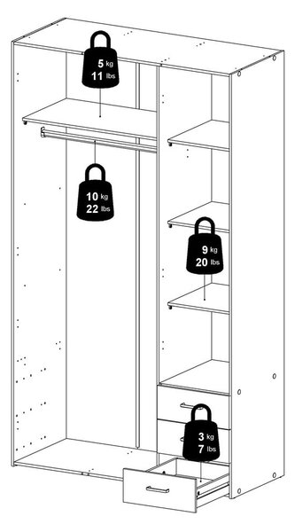 Bela garderobna omara 116x200 cm Space – Tvilum