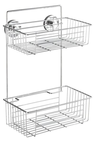 Kotna košara za tuš z 2 policama Wenko Vacuum-Loc Bari, nosilnost do 33 kg