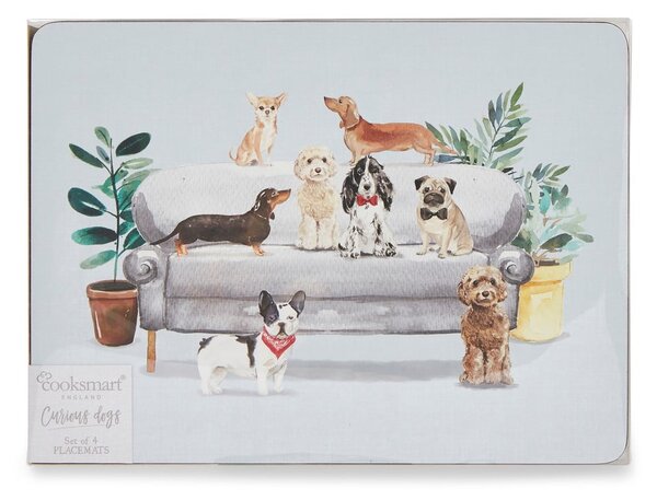 Pogrinjek iz plute 4 kos 21,5x29 cm Curious Dogs - Cooksmart ®