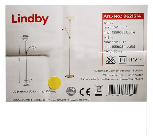 Lindby - Talna svetilka JOST 1xE27/10W/230V + 1xE14/5W