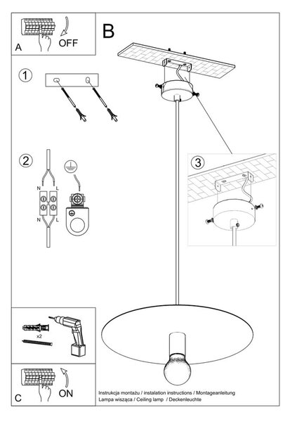 Črna viseča svetilka ø 40 cm Livago – Nice Lamps