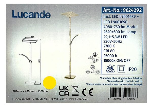 Lucande - LED Zatemnitvena talna svetilka PARTHENA LED/29,1W/230V + LED/5,3W/230V