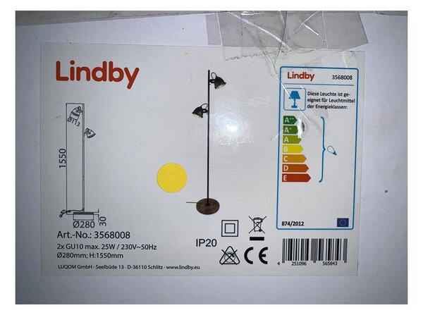 Lindby - Talna svetilka SHILA 2xGU10/25W/230V