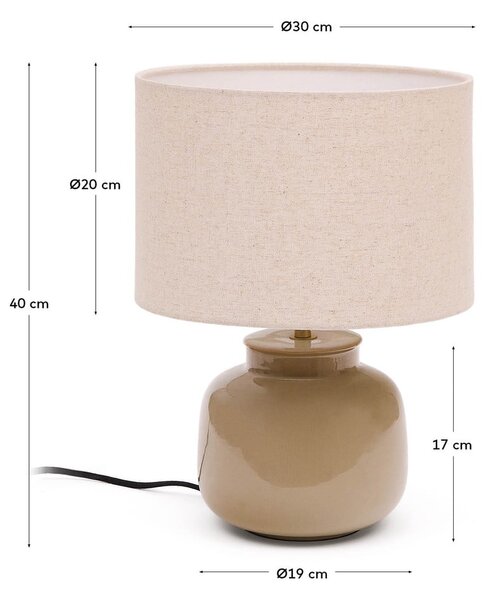 Bež keramična namizna svetilka s tekstilnim senčilom (višina 40 cm) Tay – Kave Home