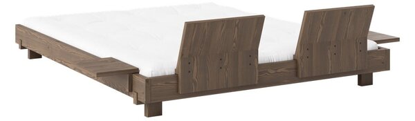 Rjava zakonska postelja iz masivnega bora z letvenim dnom 160x200 cm Social – Karup Design