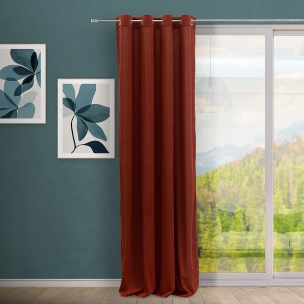Zavesa iz rebrastega žameta v barvi terakote 140x260 cm Merely – Casa Selección