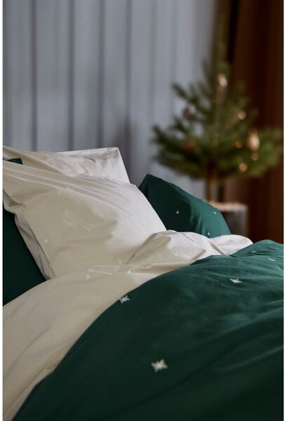 Temno zelena enojna posteljnina iz bombažnega perkala 140x200 cm Christmas Fable – JUNA