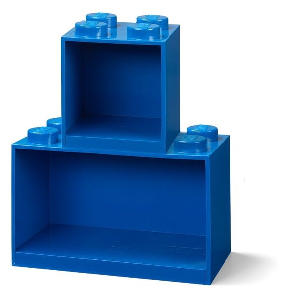 Komplet 2 otroških modrih stenskih polic LEGO® Brick