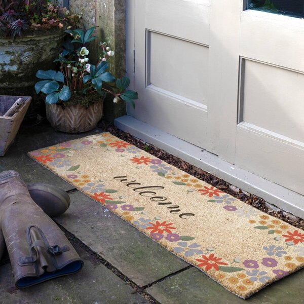 Predpražnik iz kokosovih vlaken 40x120 cm Welcome Floral – Artsy Doormats