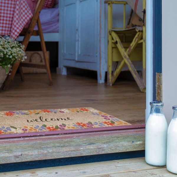 Predpražnik iz kokosovih vlaken 40x120 cm Welcome Floral – Artsy Doormats