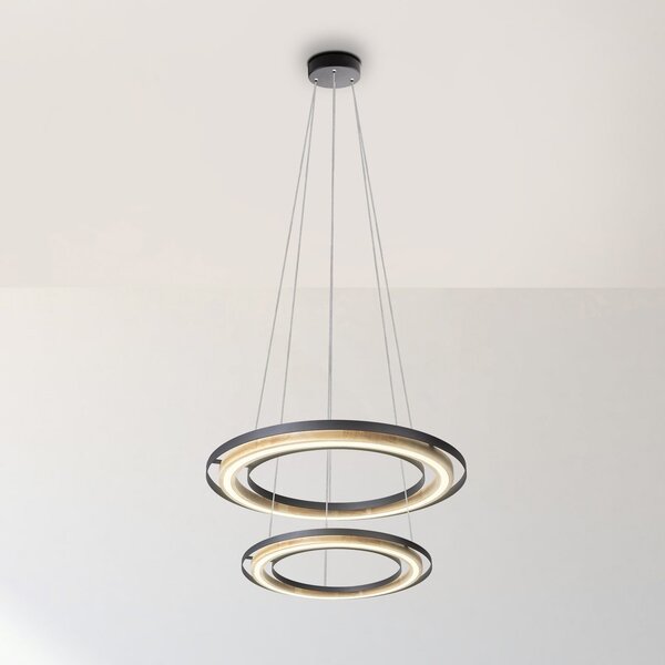 Globo LED-visoka svetilka Rilas, črna/les, premer 57 cm, z možnostjo zatemnitve, zatemnjen, Črna, Dnevna soba / jedilnica, Kovina
