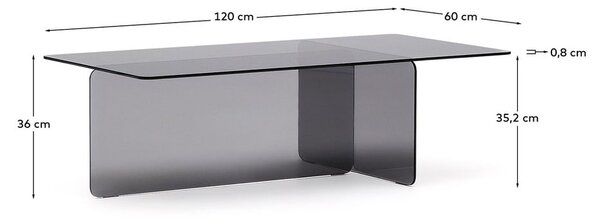 Siva steklena mizica 60x120 cm Zaren – Kave Home