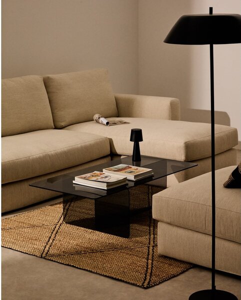 Siva steklena mizica 60x120 cm Zaren – Kave Home