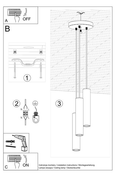 Črna viseča svetilka ø 6 cm Castro – Nice Lamps