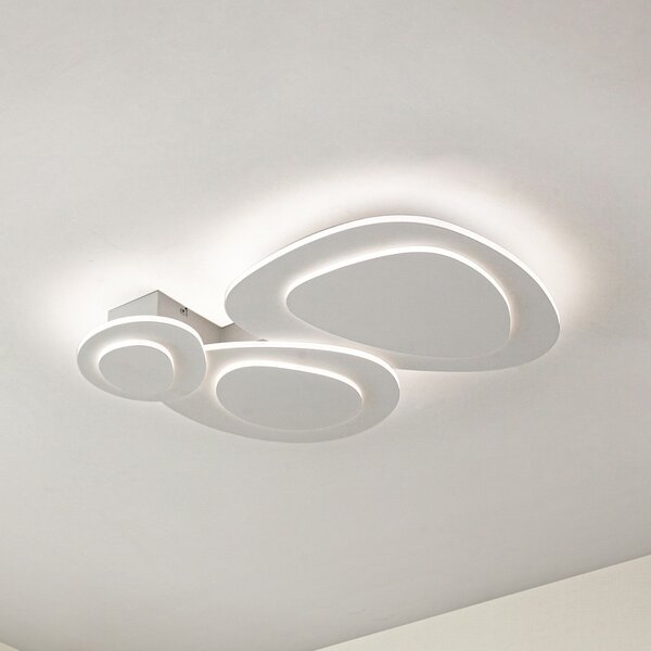 Lindby LED stropna svetilka Delar, 60 x cm, CCT, z možnostjo zatemnitve, zatemnjen, Bela, Dnevna soba / jedilnica, Plastika, Sodobni