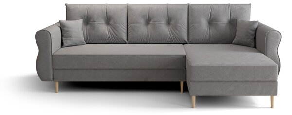 Siva raztegljiva kotna sedežna garnitura SILVIANO, 230x140 cm, obojestranska