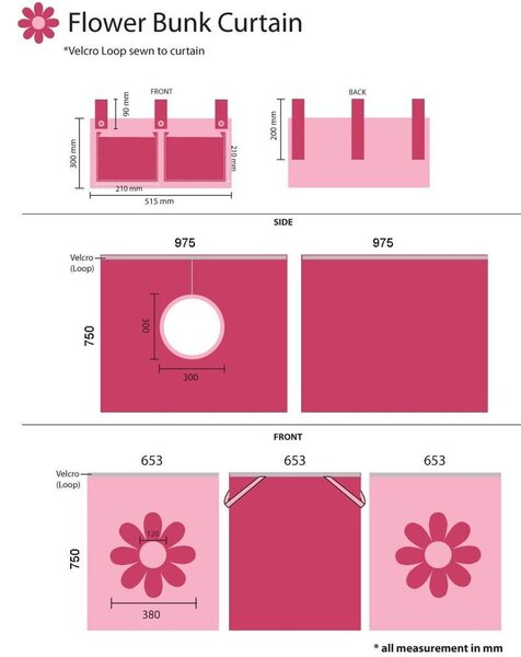 Otroške zavese v kompletu za posteljo 5 ks 195x75 cm Flower – Vipack