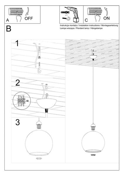 Bež viseča svetilka s steklenim senčnikom ø 30 cm Bilbao – Nice Lamps