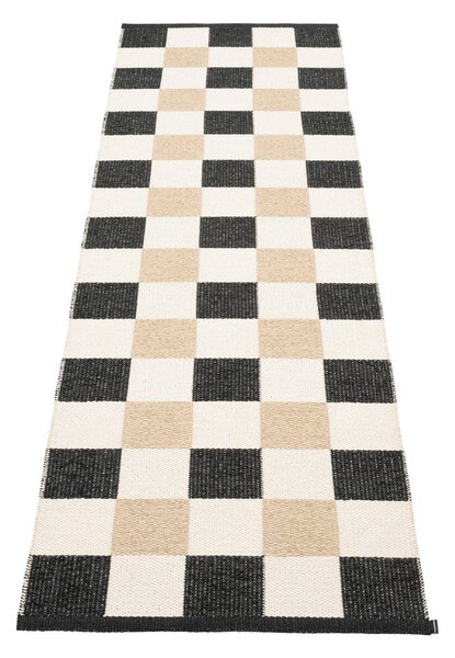 Črn/kremno bel zunanji in notranji tekač 70x240 cm Pix Black Vanilla – Pappelina