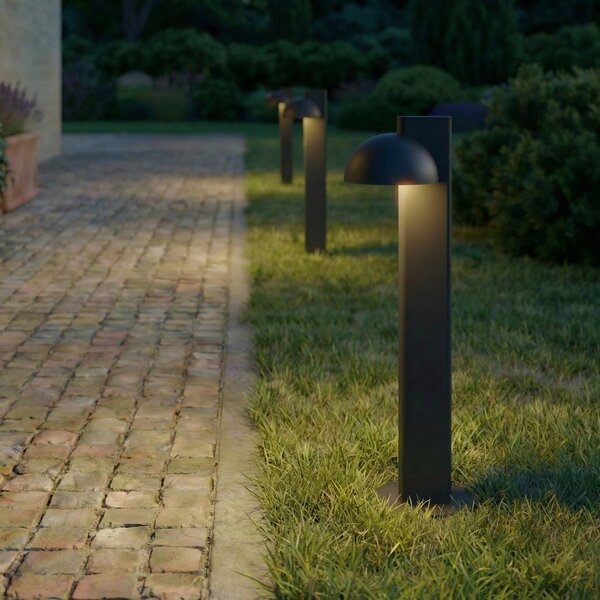 Lucande LED-ulična svetilka Velira, črna, 77 cm, enosmerna, IP44, Črna, Kovina, Sodobni