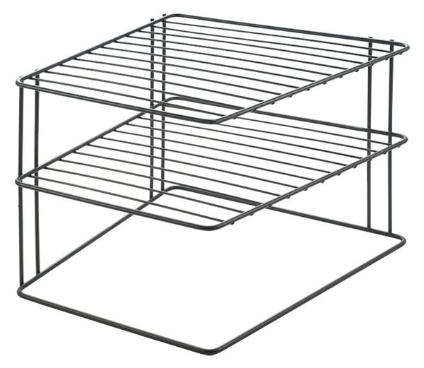 Črna dodatna dvostopenjska polica za kuhinjsko omarico Metaltex Palio Lava