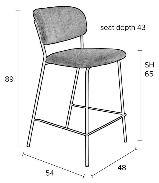 Sivi barski stoli v kompletu 2 kos 89 cm Jolien - White Label