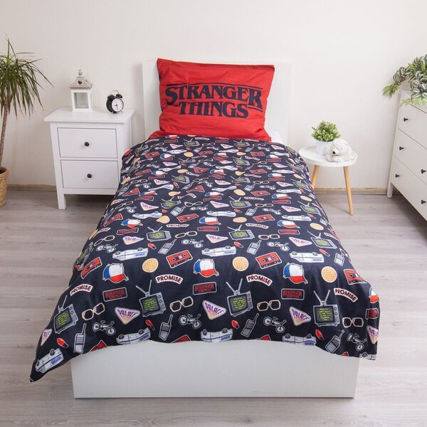 Enojna bombažna otroška posteljnina 140x200 cm Stranger Things "Upside Down" – Jerry Fabrics