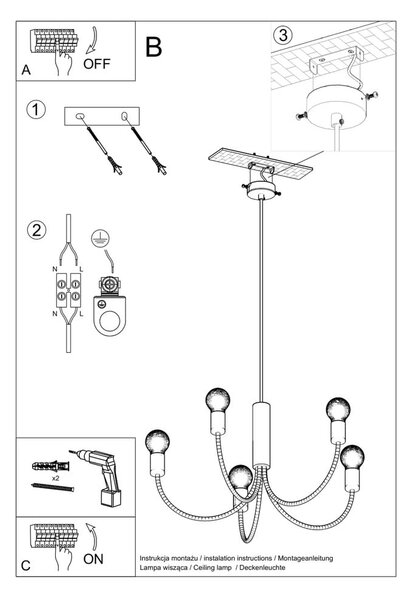 Črna viseča svetilka ø 45 cm Karim – Nice Lamps