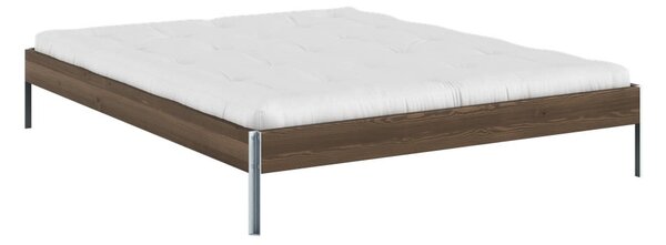 Rjava zakonska postelja iz masivnega bora z letvenim dnom 160x200 cm Core – Karup Design