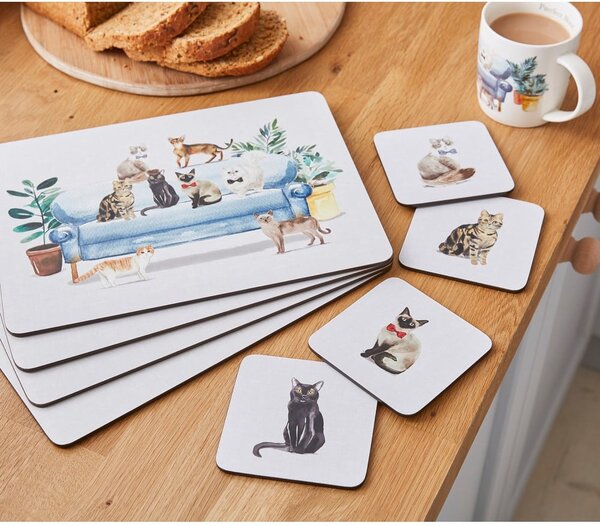 Pogrinjek iz plute 4 kos 21,5x29 cm Curious Cats - Cooksmart ®