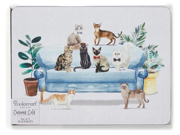 Pogrinjek iz plute 4 kos 21,5x29 cm Curious Cats - Cooksmart ®