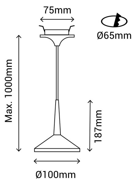 Bela viseča svetilka SULION Rita, višina 100 cm