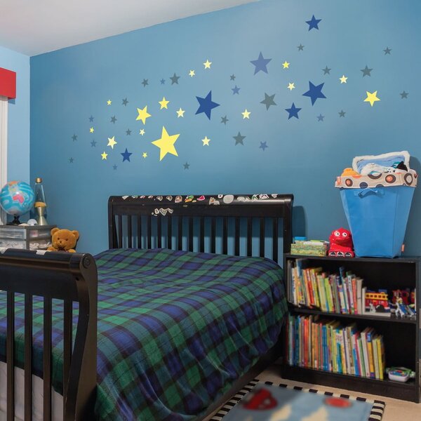 Komplet 50 stenskih nalepk Ambiance Stars Blue and Yellow