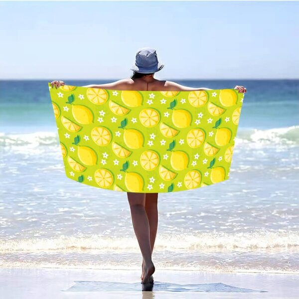 Plažni set LEMONS – brisača 100×180 cm in pončo 80×145 cm, zelena