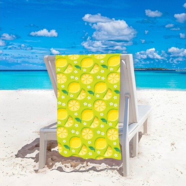 Plažni set LEMONS – brisača 100×180 cm in pončo 80×145 cm, zelena