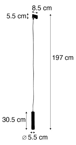 Dizajnerska viseča svetilka črna vklj. adapter za tirnico 3-fazna - 3-fazna Tuba Small