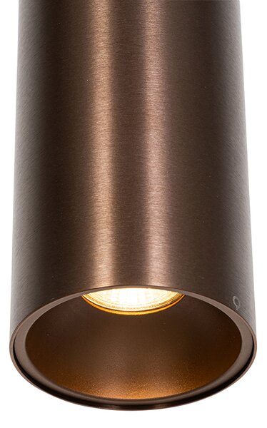 Dizajnerska viseča svetilka temno bronasta vklj. adapter za tirnico 3-fazna - 3-Phase Tubo