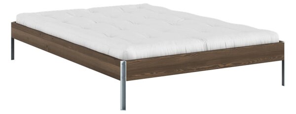 Rjava zakonska postelja iz masivnega bora z letvenim dnom 140x200 cm Core – Karup Design