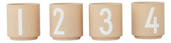 Komplet 4 bež porcelanastih skodelic Design Letters Mini