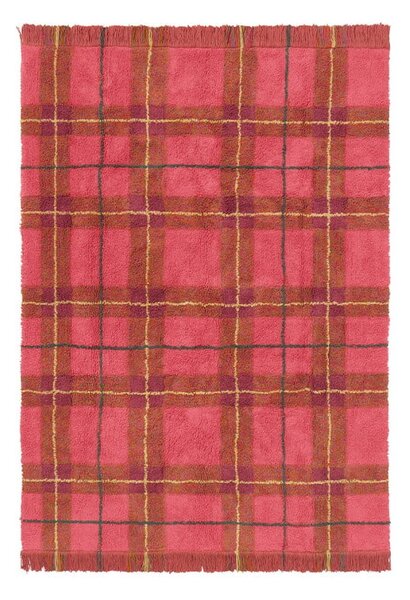 Rdeča pralna ročno tkana bombažna preproga 90x120 cm Tartan Vintage Red – Lorena Canals