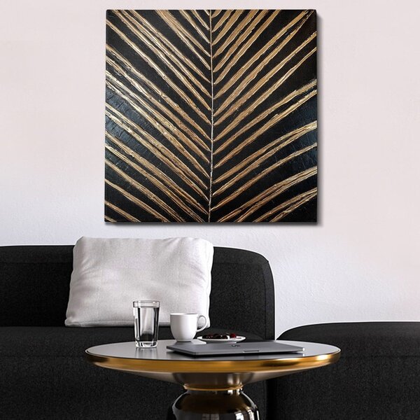 Ročno naslikana slika 70x70 cm Palm Leaf – Wallity