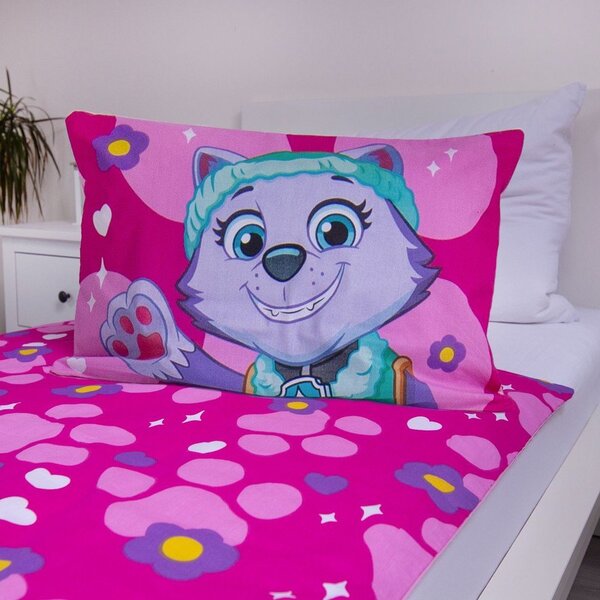 Rožnata bombažna otroška posteljnina za otroško posteljico 100x135 cm Paw Patrol "Pawsome friendships grow" – Jerry Fabrics