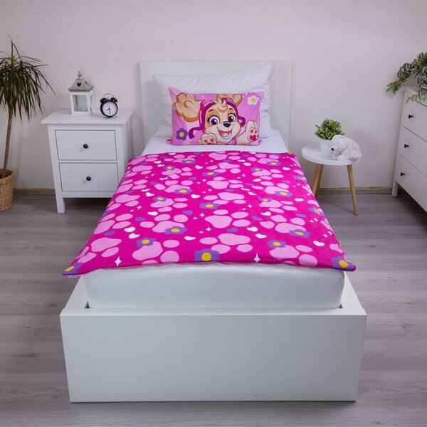 Rožnata bombažna otroška posteljnina za otroško posteljico 100x135 cm Paw Patrol "Pawsome friendships grow" – Jerry Fabrics