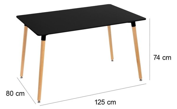 Črna jedilna miza s črno mizno ploščo 80x120 cm – Casa Selección