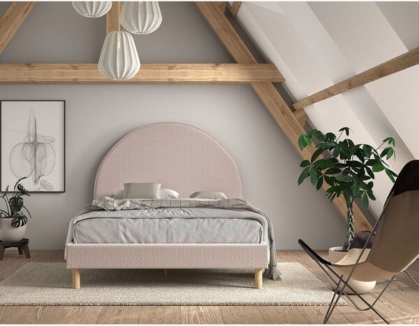 Rožnata oblazinjena postelja z letvenim dnom 140x200 cm MOON – Vipack
